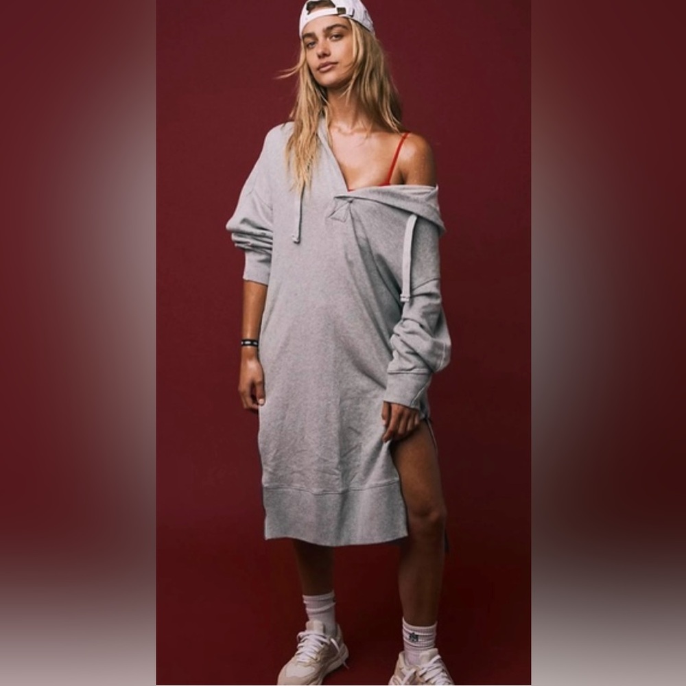 FP Movement Spur Of the Moment Solid Hoodie dress Grey Small